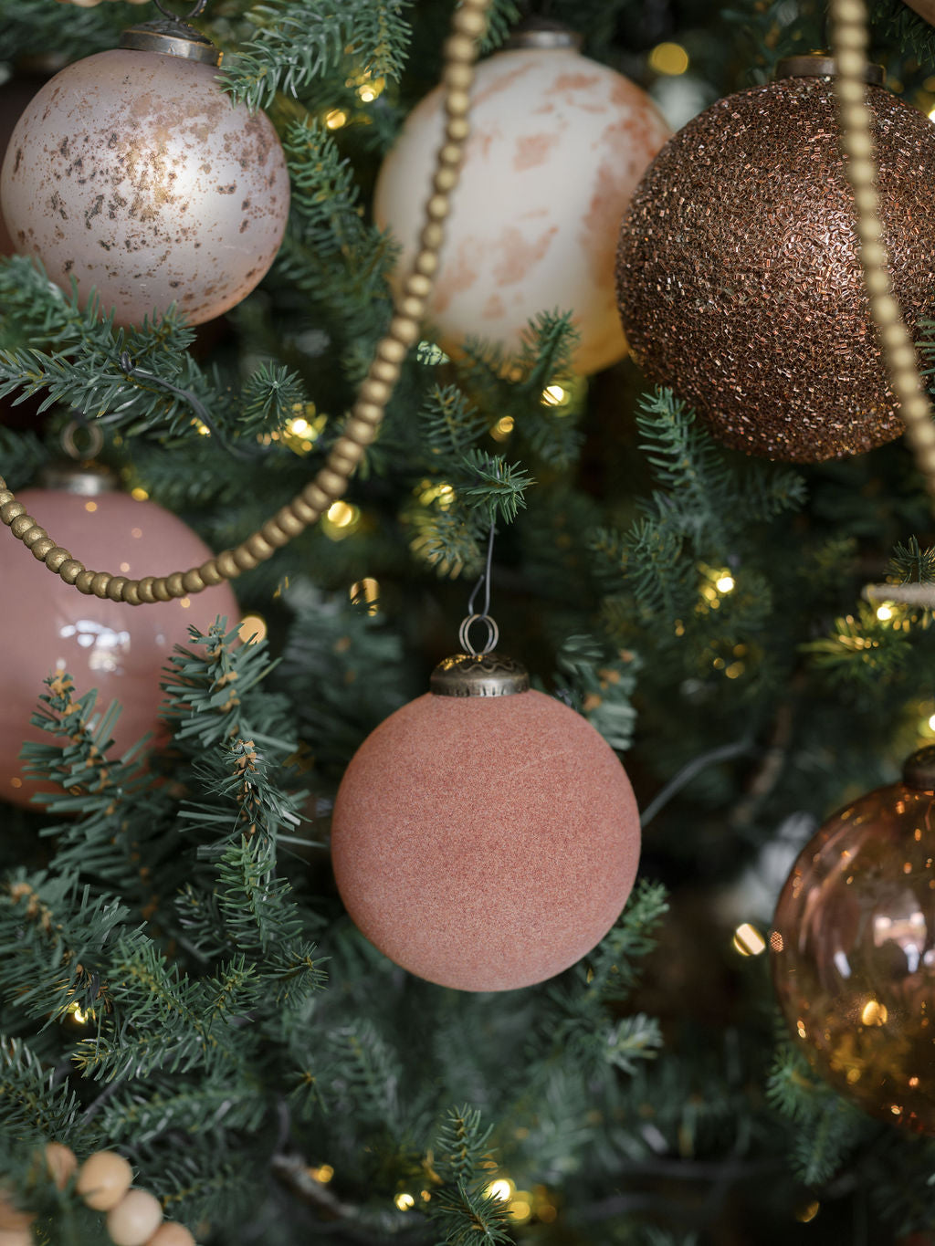 3" Flocked Vintage Rose Glass Ornament