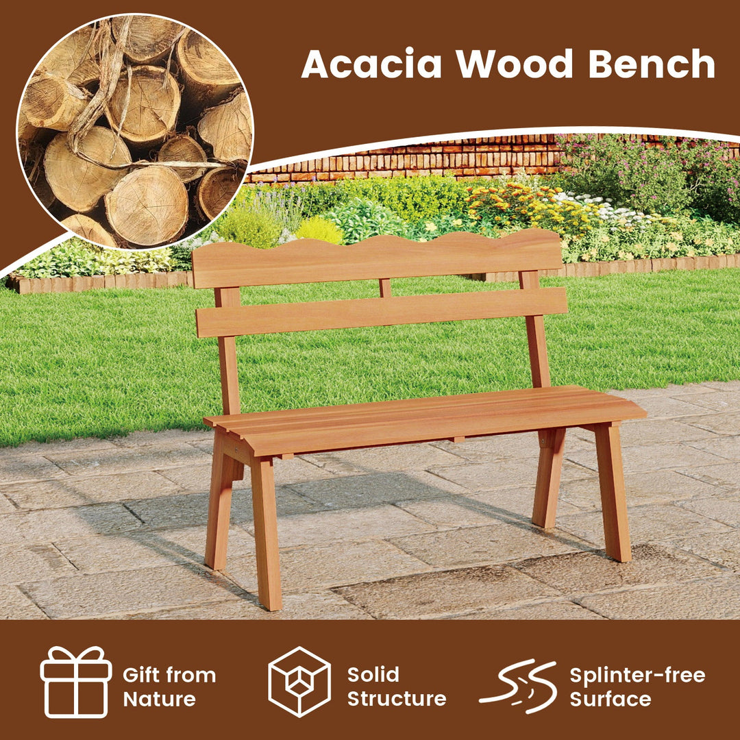 Outdoor Acacia Wood Garden Bench with 800 lbs Weight Capacity