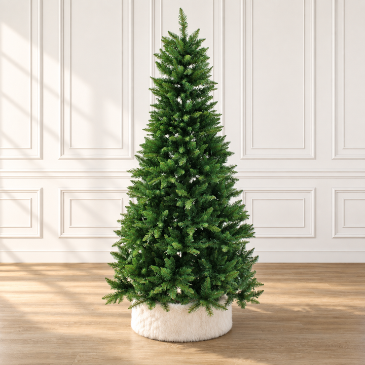 Prelit Lincoln Fir Christmas Tree Warm White Lights Hinged Branches Metal Stand