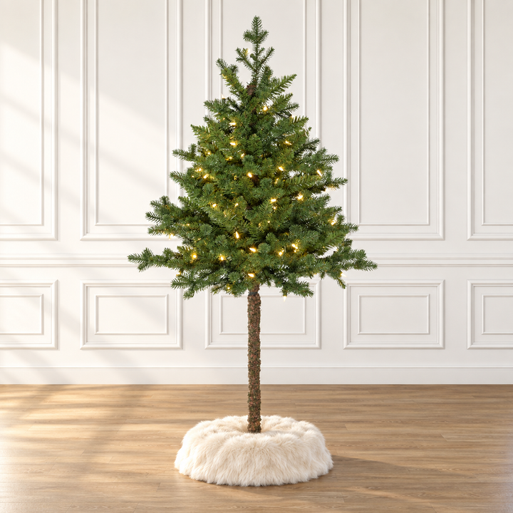 4ft Prelit Balsam Fir Half Christmas Tree Warm White Lights Small Space Decor