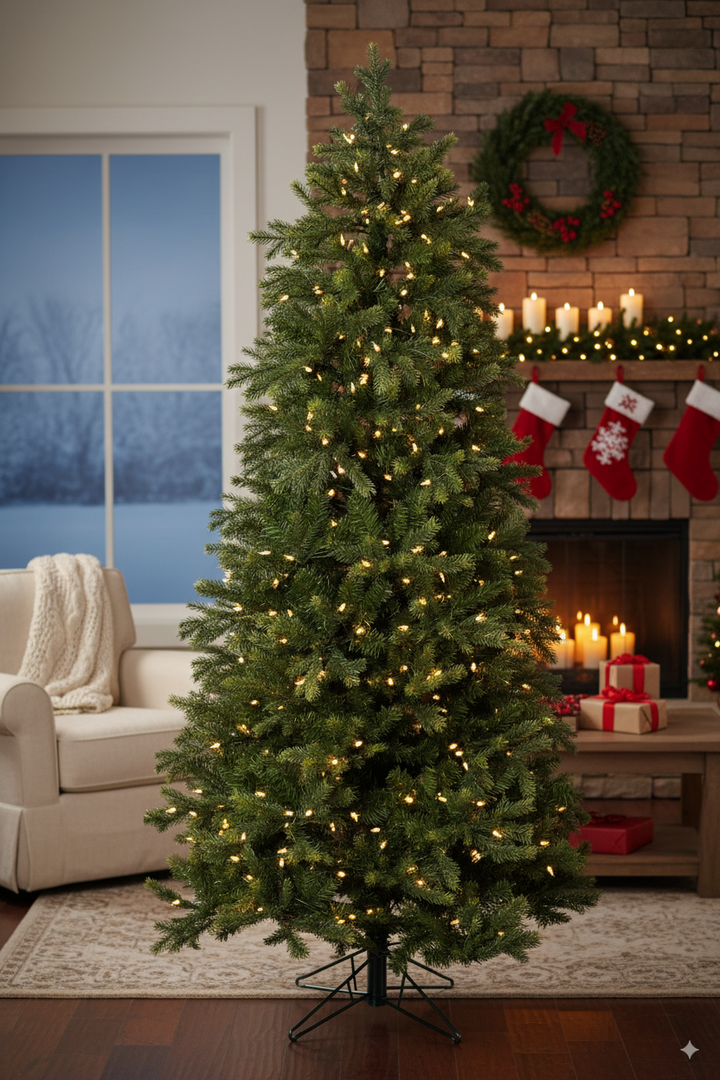 Prelit Slim Balsam Christmas Tree with Warm White Lights