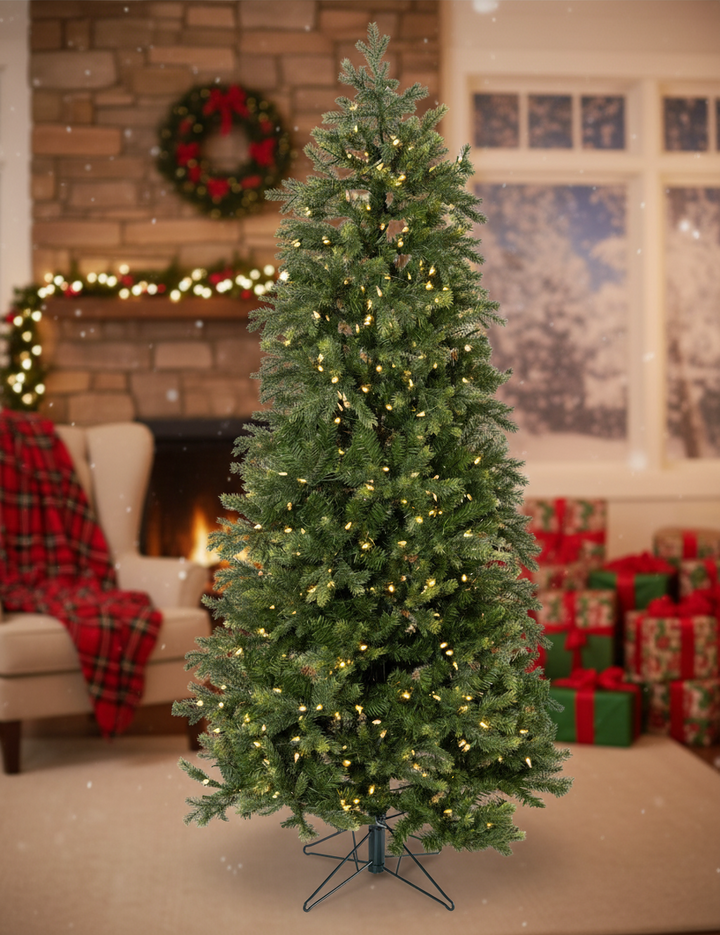 Prelit Slim Balsam Christmas Tree with Warm White Lights