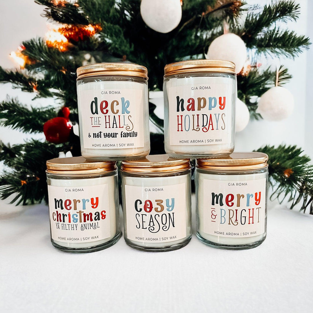 Merry Christmas Scented Soy Blend Candle 9oz Jar Holiday Great Gift for Friends