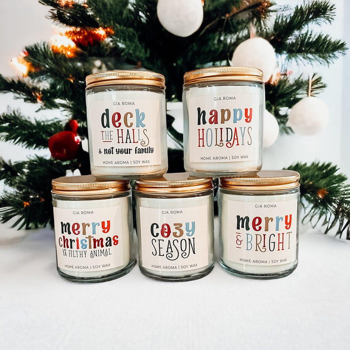 Merry Christmas Scented Soy Blend Candle 9oz Jar Holiday Great Gift for Friends