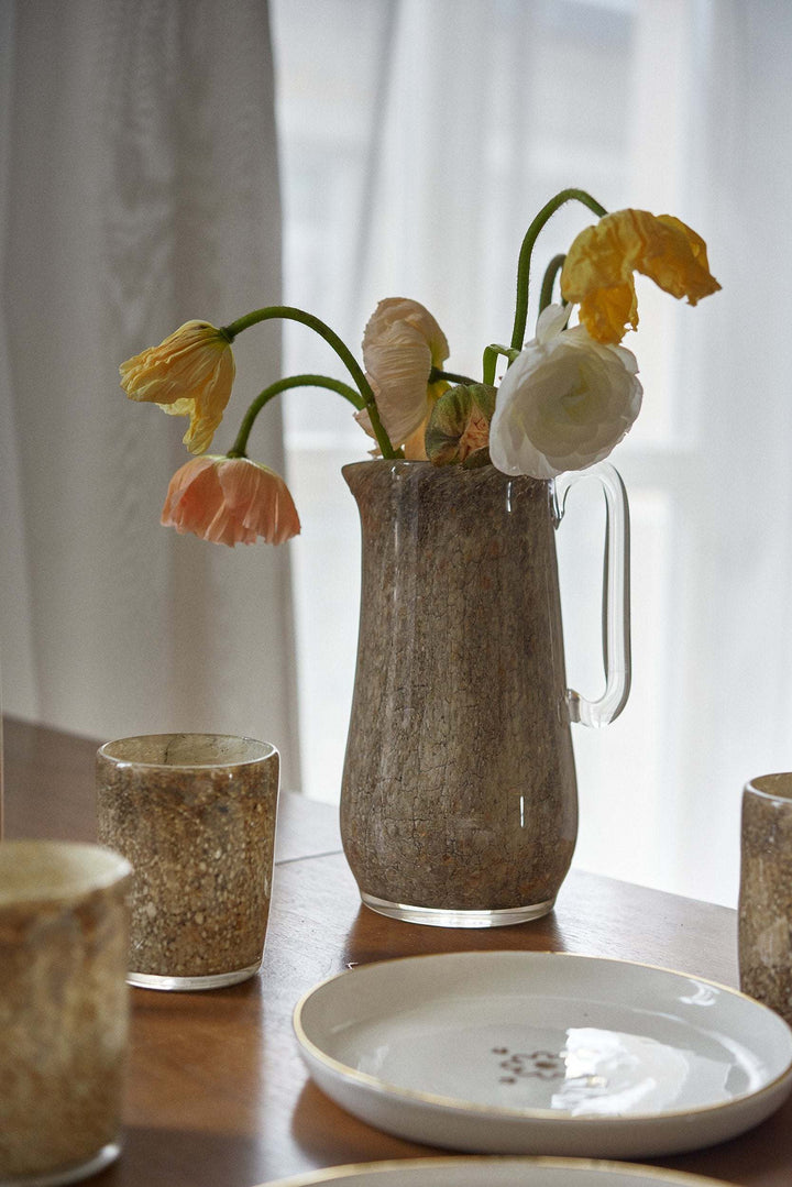 Hand Blown Glass Pitcher for Water, other Drinks and Flowers