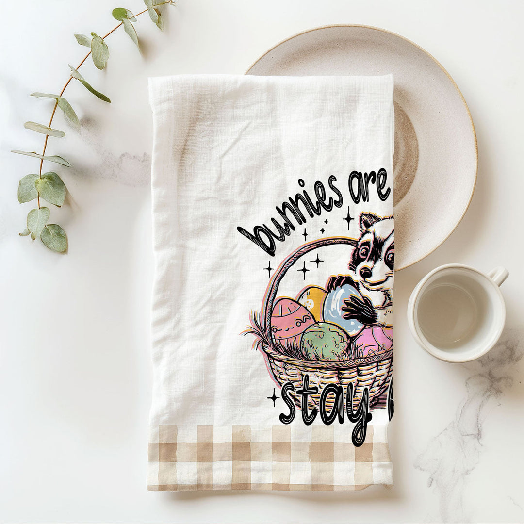 Stay Feral Raccoon Kitchen Tea Towel Funny Easter Fun Gift for Family &amp; Friends