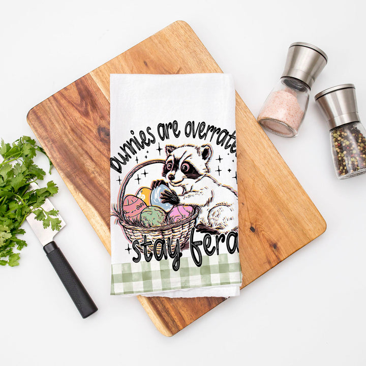 Stay Feral Raccoon Kitchen Tea Towel Funny Easter Fun Gift for Family &amp; Friends