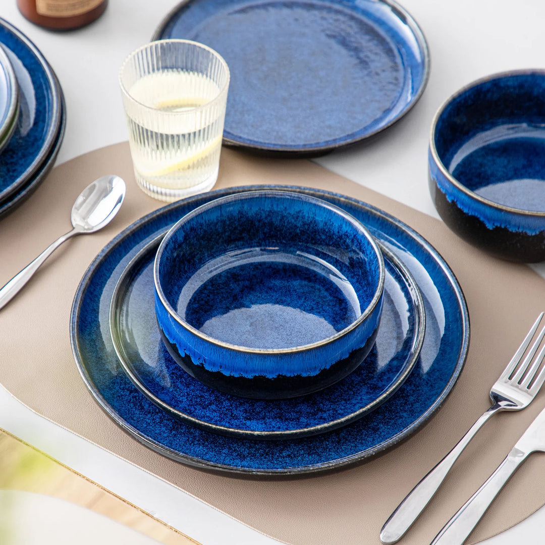 Malacasa Stoneware Dinnerware Set 4-Piece Dinner Plate Dessert Bowl