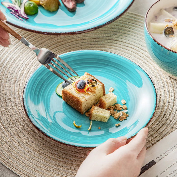 Vancasso Bella-T 16/32/48-Pieces Porcelain Dinnerware Set Vintage Ceramic Plate Set with Dinner Plate,Dessert Plate,Bowl,Mug Set