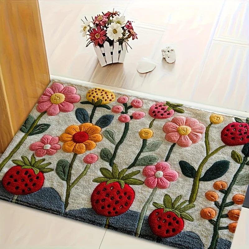 VIKAMA2D Garden Flower Doormat Rug For Bedroom Living Room Carpet Fireplace Floor Mat Kitchen Rug Non-slip Bathroom Mat Home Dec