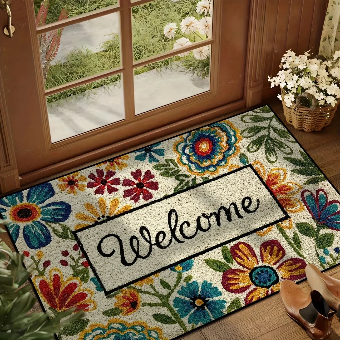 VIKAMA Bright Flower Carpet Garden Doormat Welcome Mat Rug For Bedroom Living Room Carpet Outdoor Carpet Home Decor
