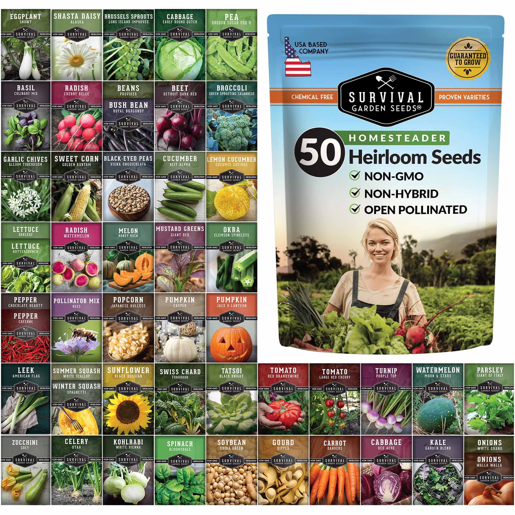 Homestead Garden Collection – 50 Essential Seeds for Self-Reliant Living
