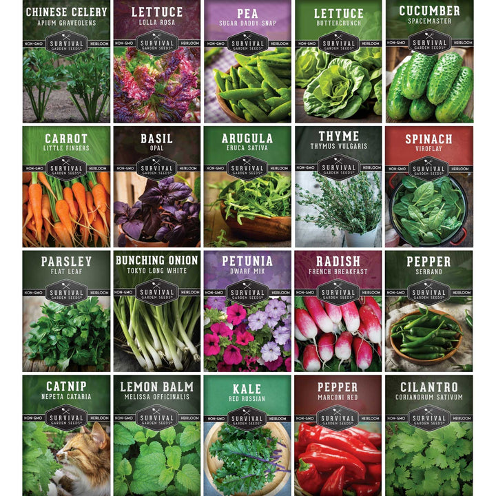 20 Variety Apartment Kit Seed Vault – Non-GMO Heirloom Seeds for Hydroponic &amp; Indoor Small-Space Gardening