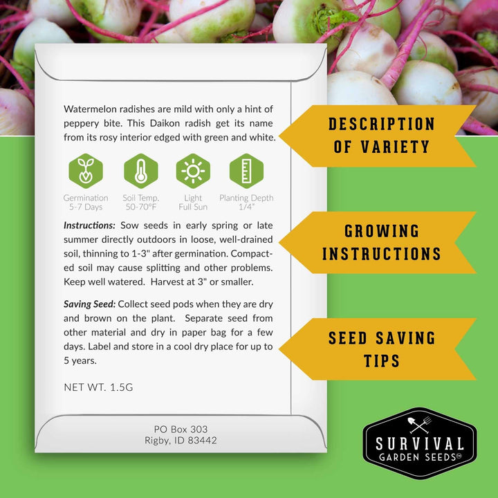 Rare Exotic Vegetable &amp; Fruit Seeds – 6 Variety Heirloom Pack with Romanesco Broccoli, Watermelon Radish, Lemon Cucumber, and More