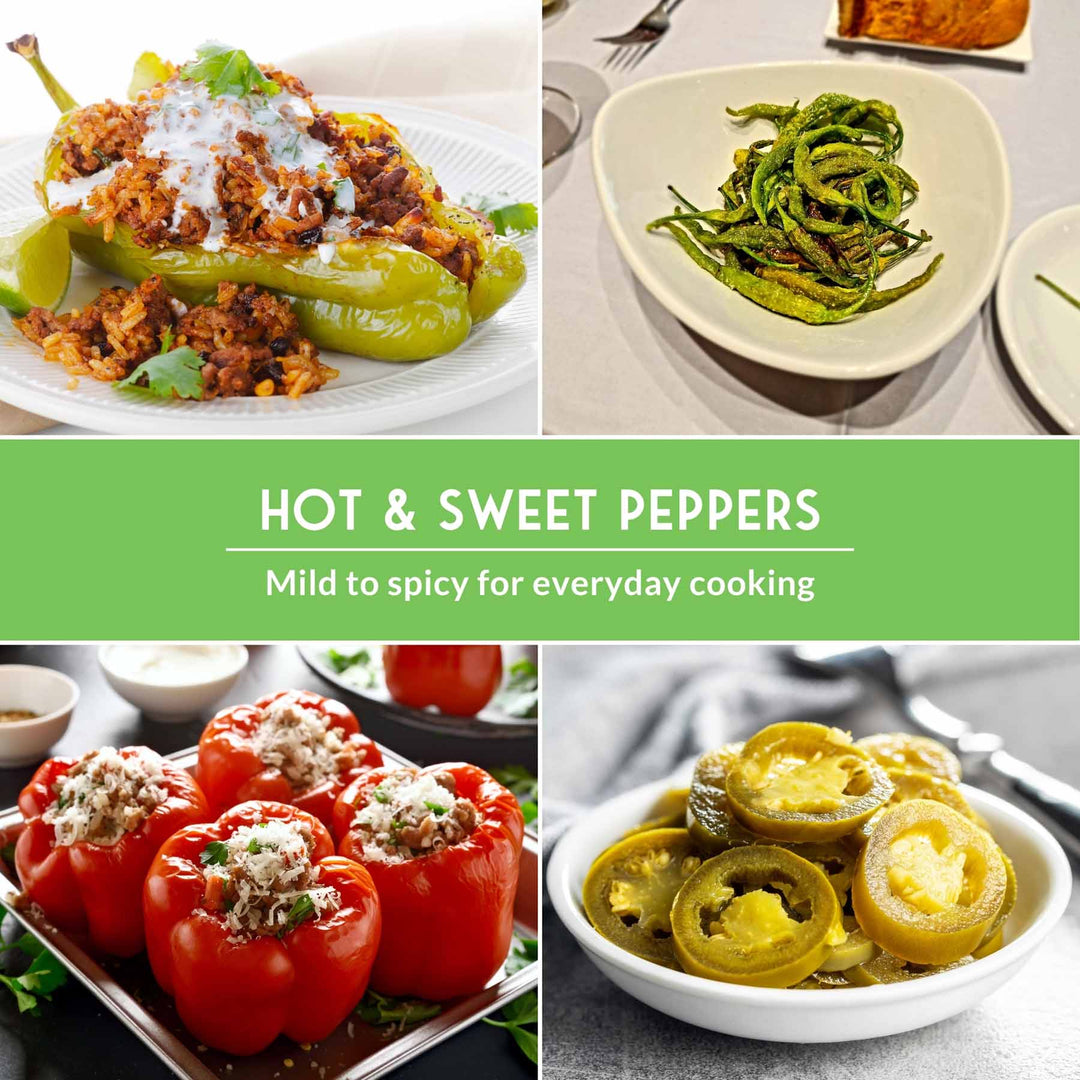 4 Pepper Seed Collection – Heirloom Non-GMO Hot &amp; Sweet Peppers for Salsas, Roasting &amp; Fresh Garden Harvests