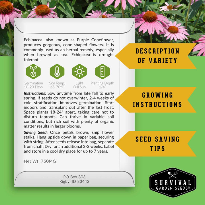 Herbal Tea Garden Seeds Kit – 5 Heirloom Medicinal Herbs for Soothing Teas, Remedies &amp; Pollinator-Friendly Gardens