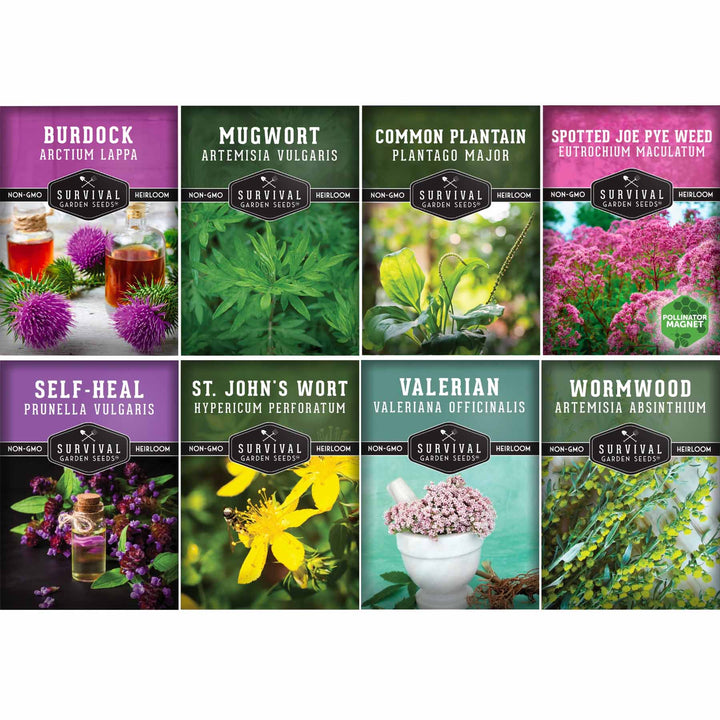 Herbalist Bundle – 8-Varieties of Heirloom Perennial &amp; Biennial Healing Plants for Advanced Apothecary Gardens