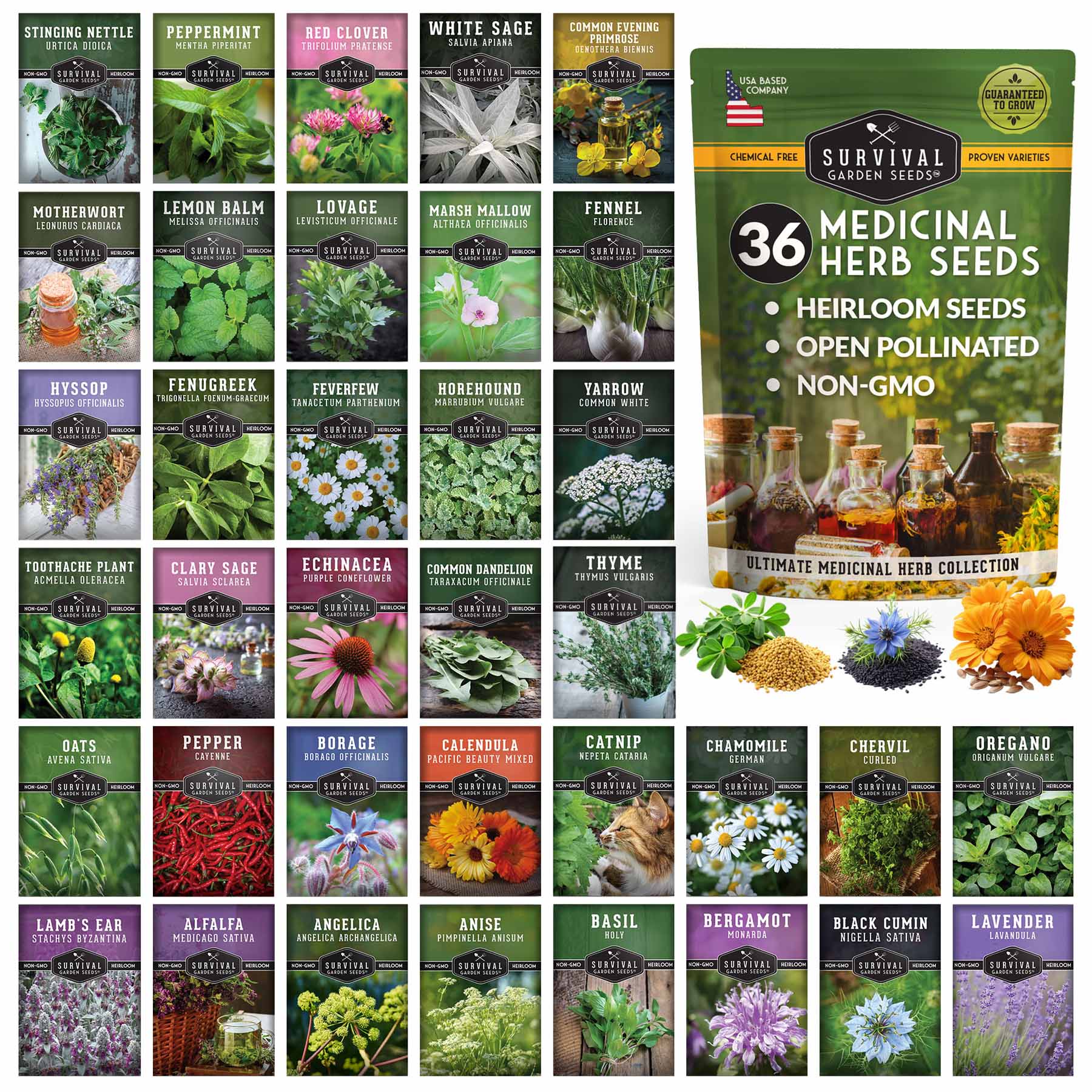 Medicinal Herb Garden - 36 Heirloom Seed Varieties for a Wellness Garden