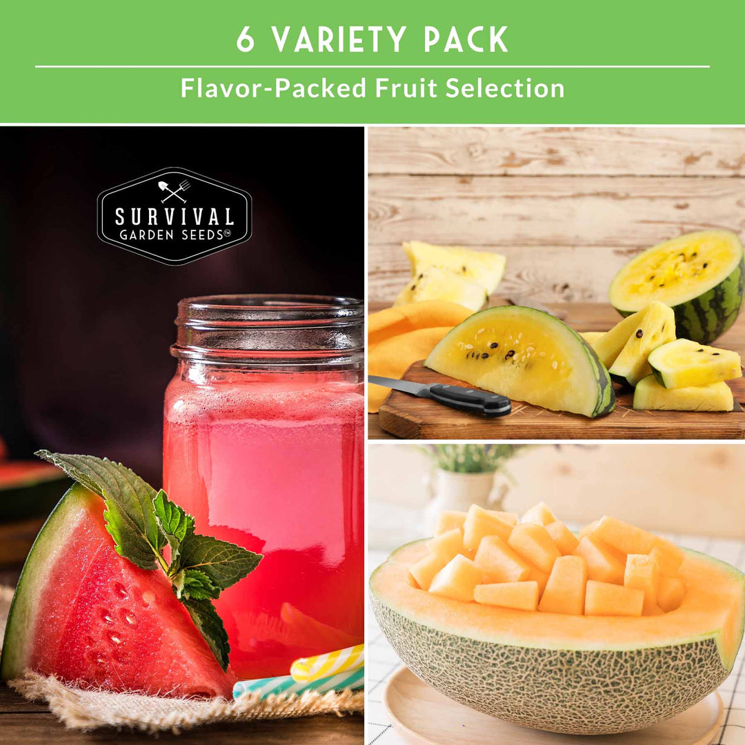 Melon Seed Collection – 6 Heirloom Varieties of Watermelon, Cantaloupe &amp; Honeydew for High-Yield Summer Gardens