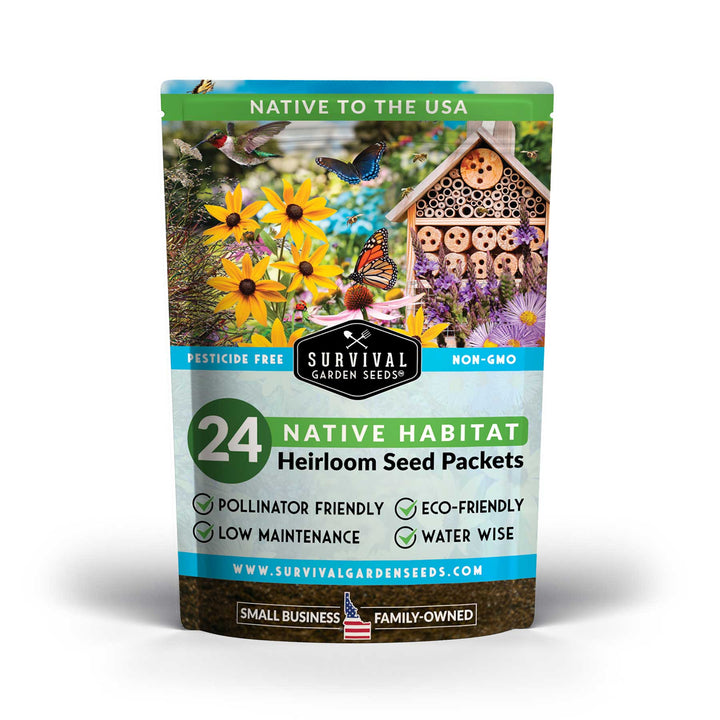 Native Habitat Seed Collection – 24 Native Wildflowers &amp; Grasses for Pollinators, Meadows &amp; Low-Maintenance Landscapes