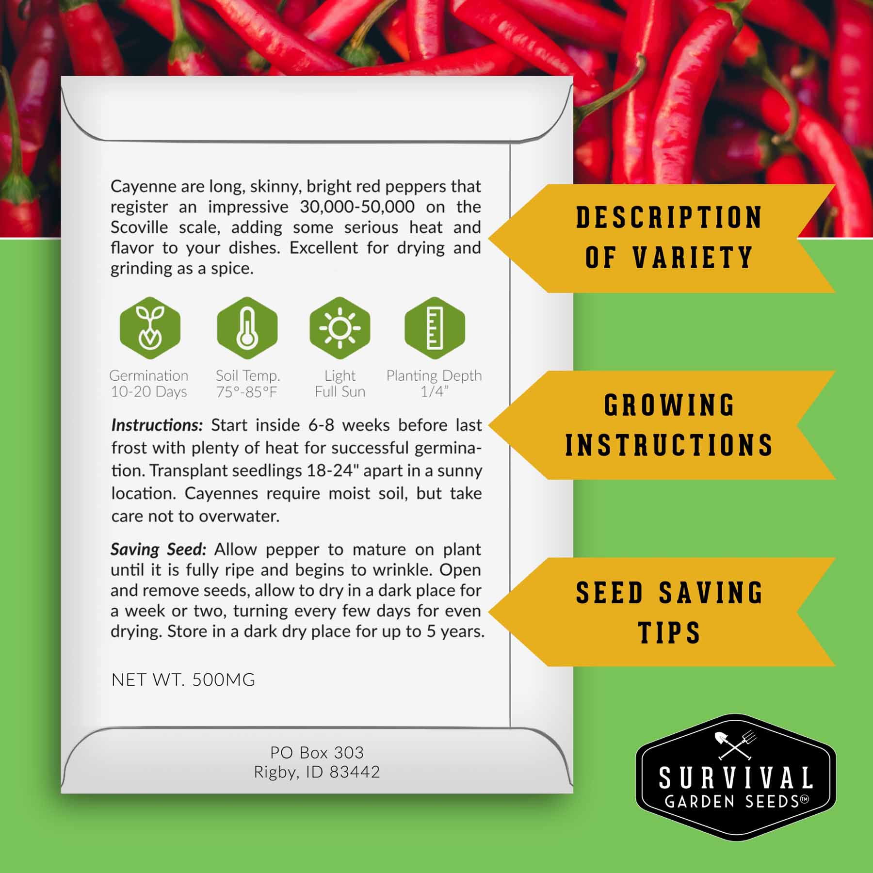8 Peppers Seed Collection  - Sweet & Hot Peppers