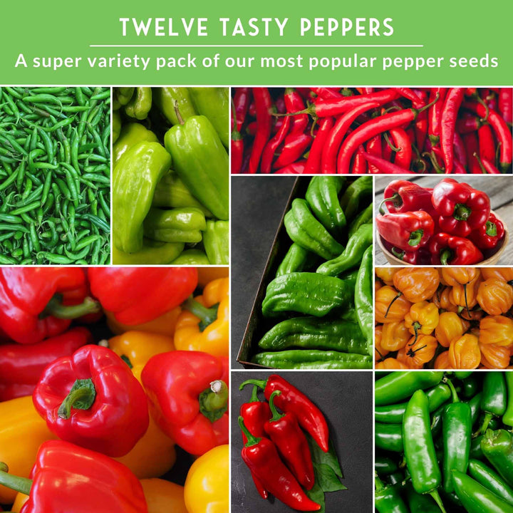 12-Variety Heirloom Pepper Seed Collection – Non-GMO Hot &amp; Sweet Peppers for Home and Container Gardens