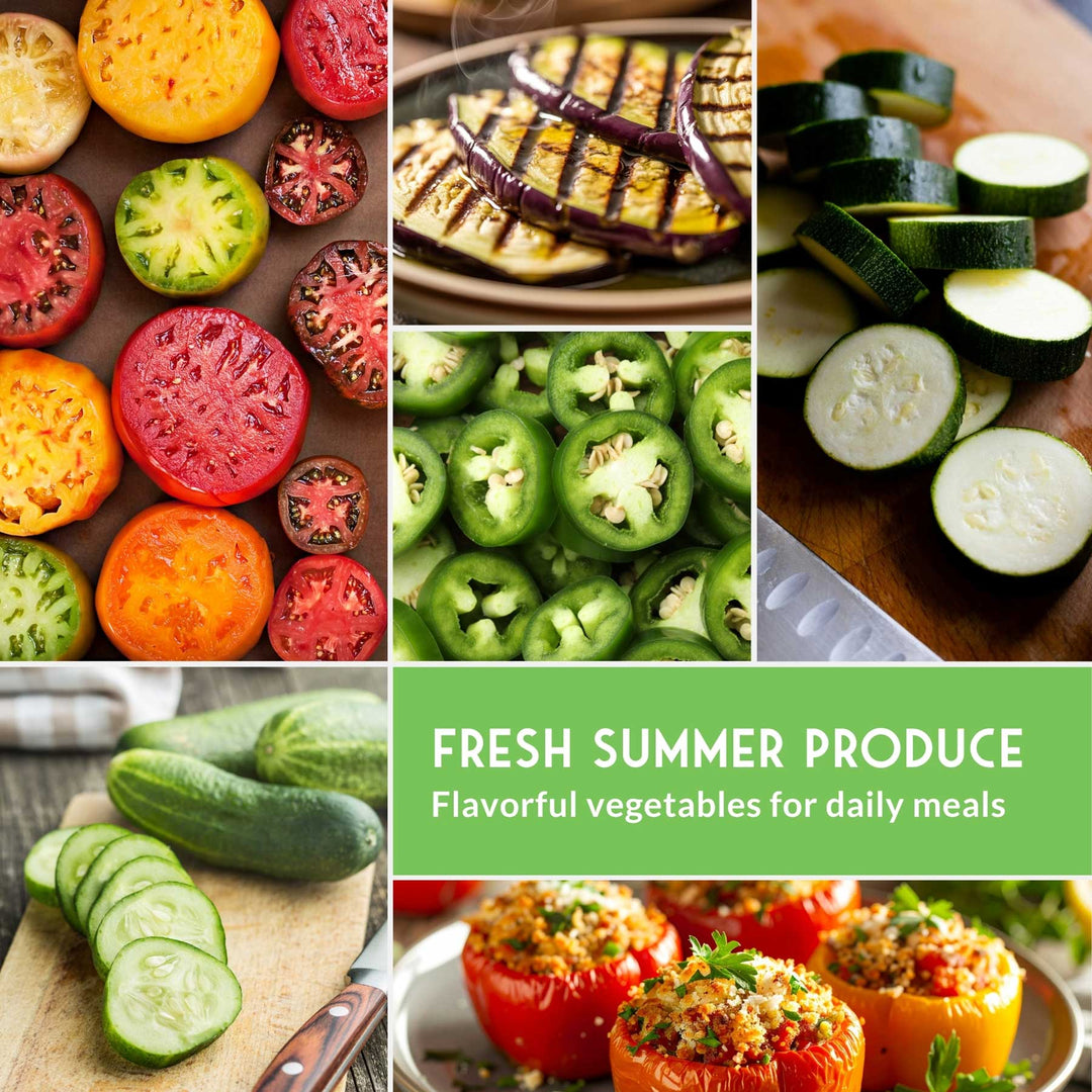 Summer Vegetable Seed Collection – Easy-Growing Tomatoes, Peppers, Beans, Cucumbers, Eggplant &amp; Zucchini
