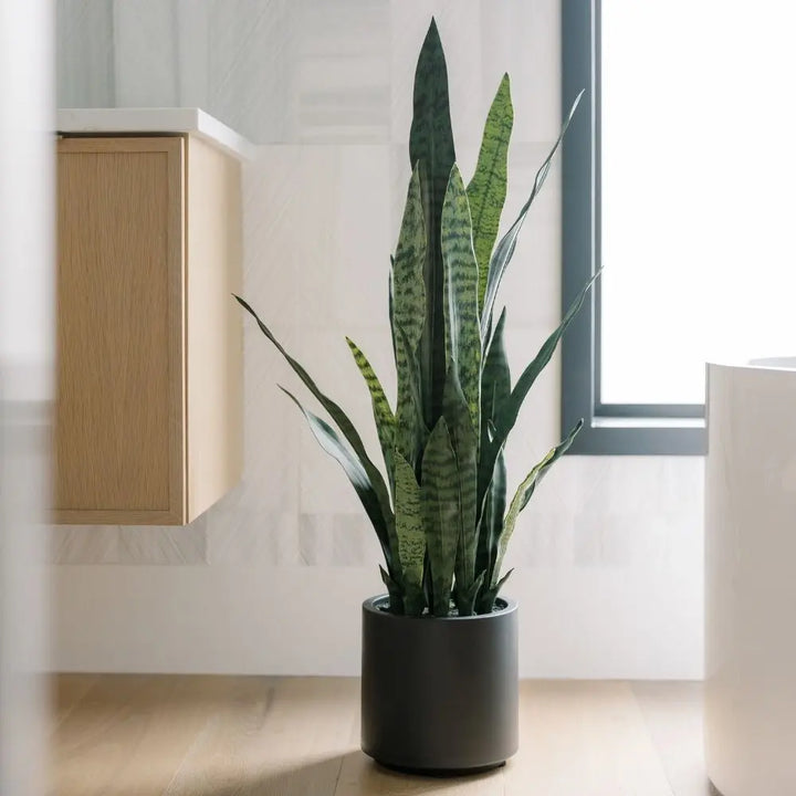 40" Artificial Snake Plant in Black Pot