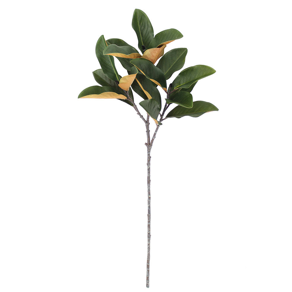 36" Faux Green Magnolia Leaf Stems, Set of 4