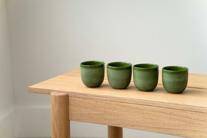 Handmade Porcelain Espresso Cup. Green