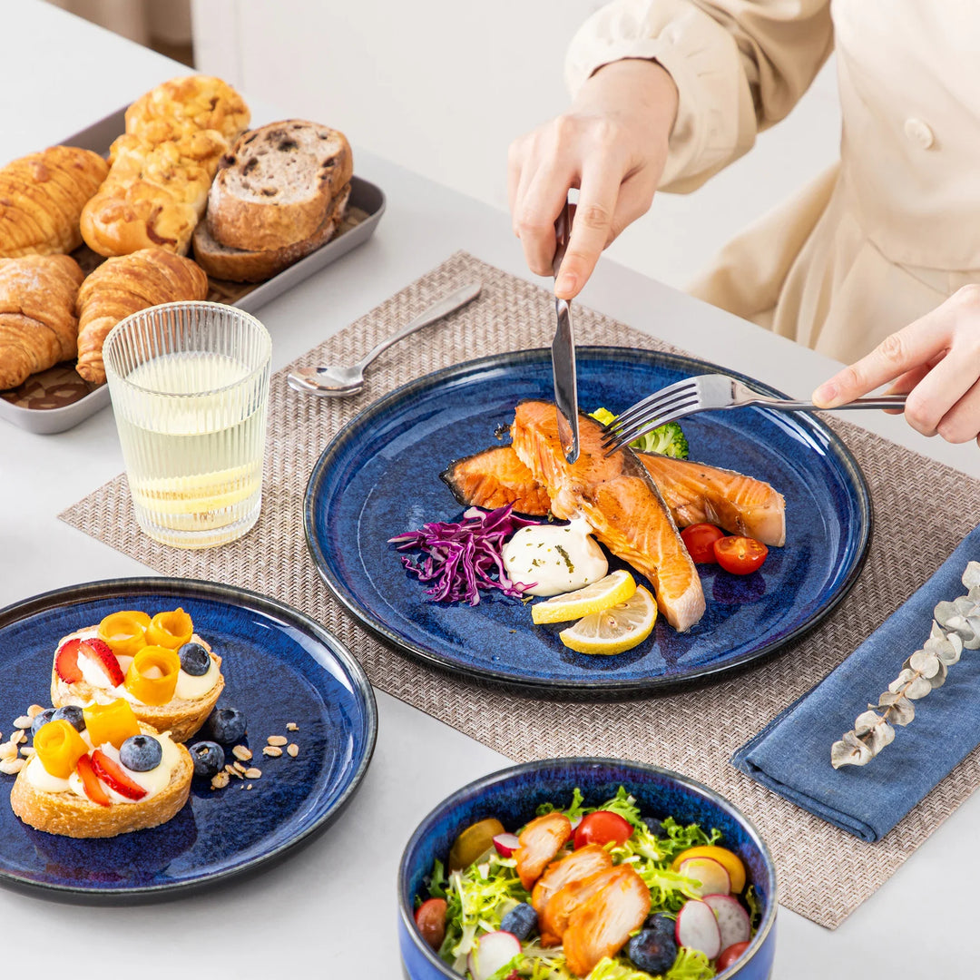 Malacasa Stoneware Dinnerware Set 4-Piece Dinner Plate Dessert Bowl