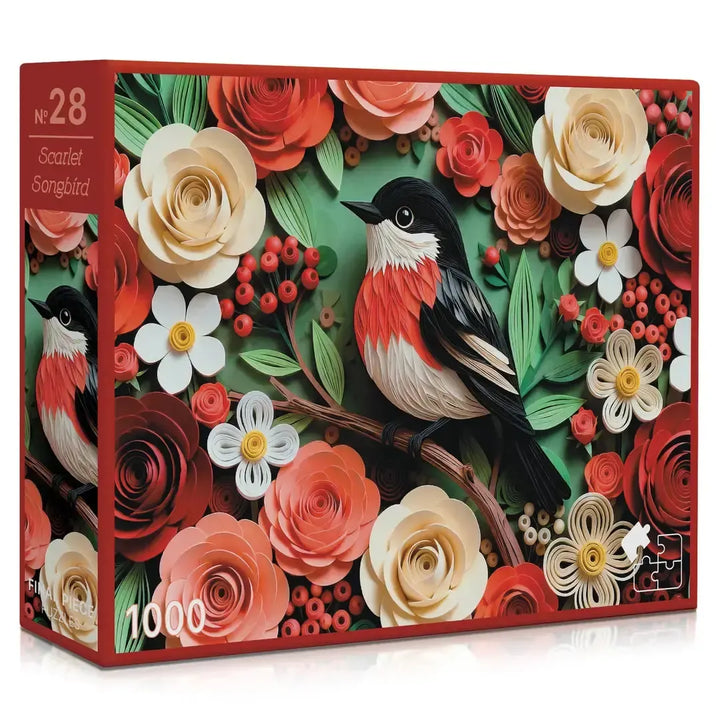 Scarlet Songbird 1000 Piece Jigsaw Puzzle Final Piece