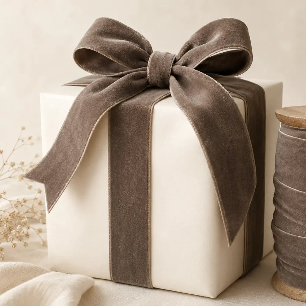 Wide Hand Dyed Velvet Ribbon Dark Brown