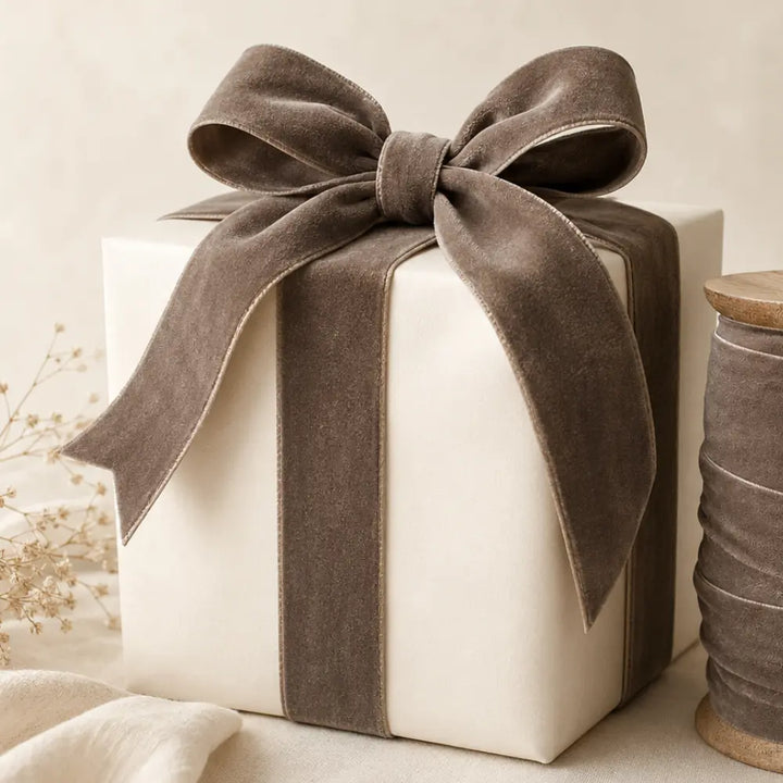 Wide Hand Dyed Velvet Ribbon Dark Brown