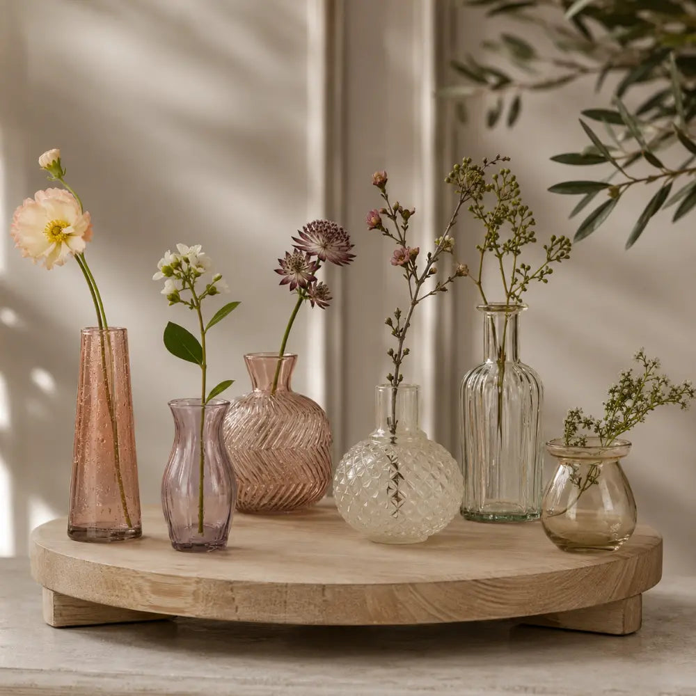 Assorted Yellow and Peach Glass Bud Vases