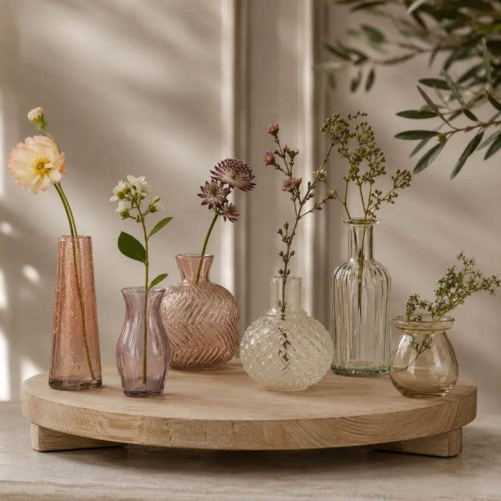Assorted Yellow and Peach Glass Bud Vases