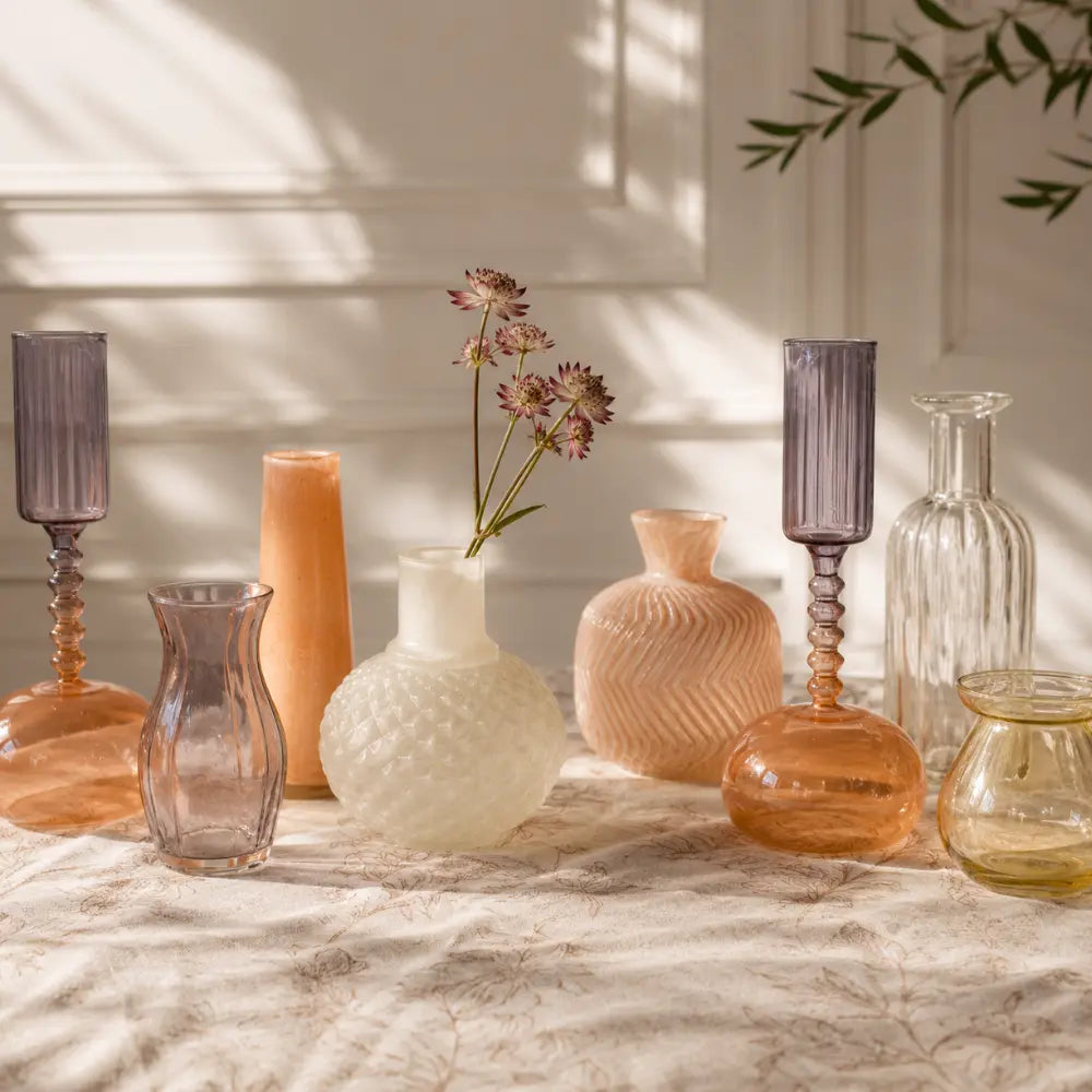 Assorted Yellow and Peach Glass Bud Vases