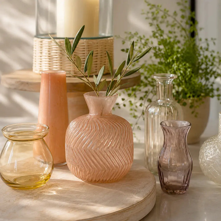 Assorted Yellow and Peach Glass Bud Vases
