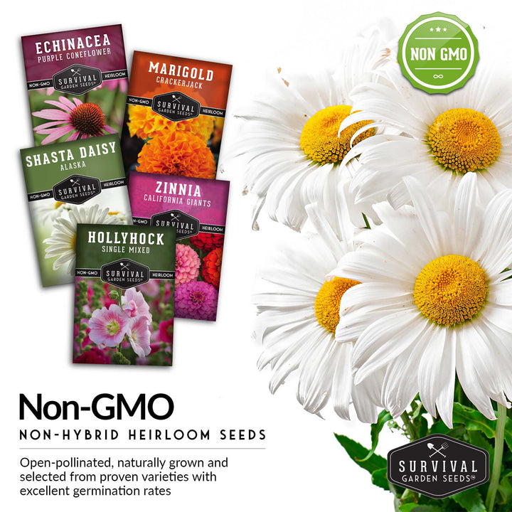 5-Variety Heirloom Flower Seed Collection – Non-GMO Annual &amp; Perennial Blooms for Pollinator Gardens and Cut Arrangements