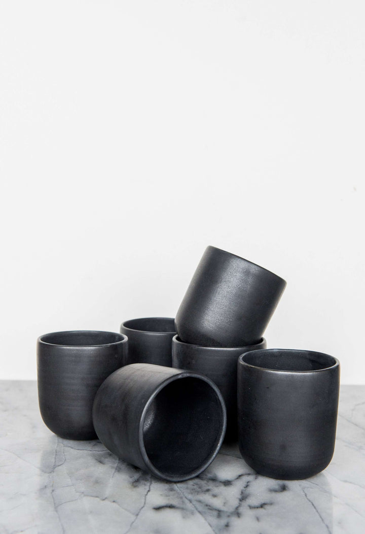 Handmade Stoneware Cup - Black Matte Cup for Coffee and Tea