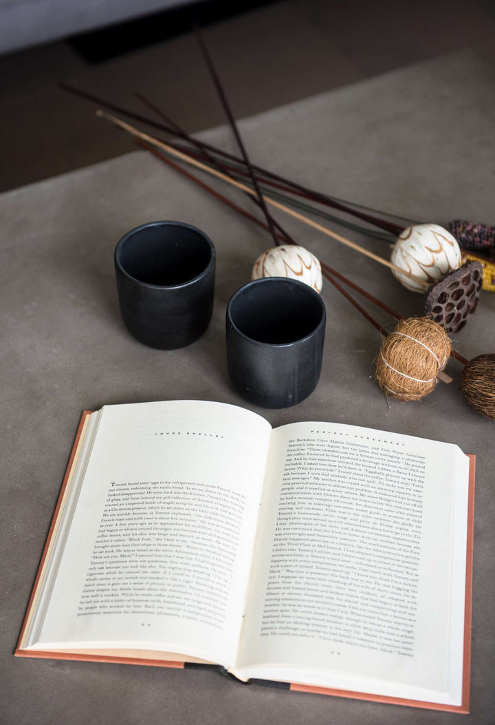 Handmade Stoneware Cup - Black Matte Cup for Coffee and Tea