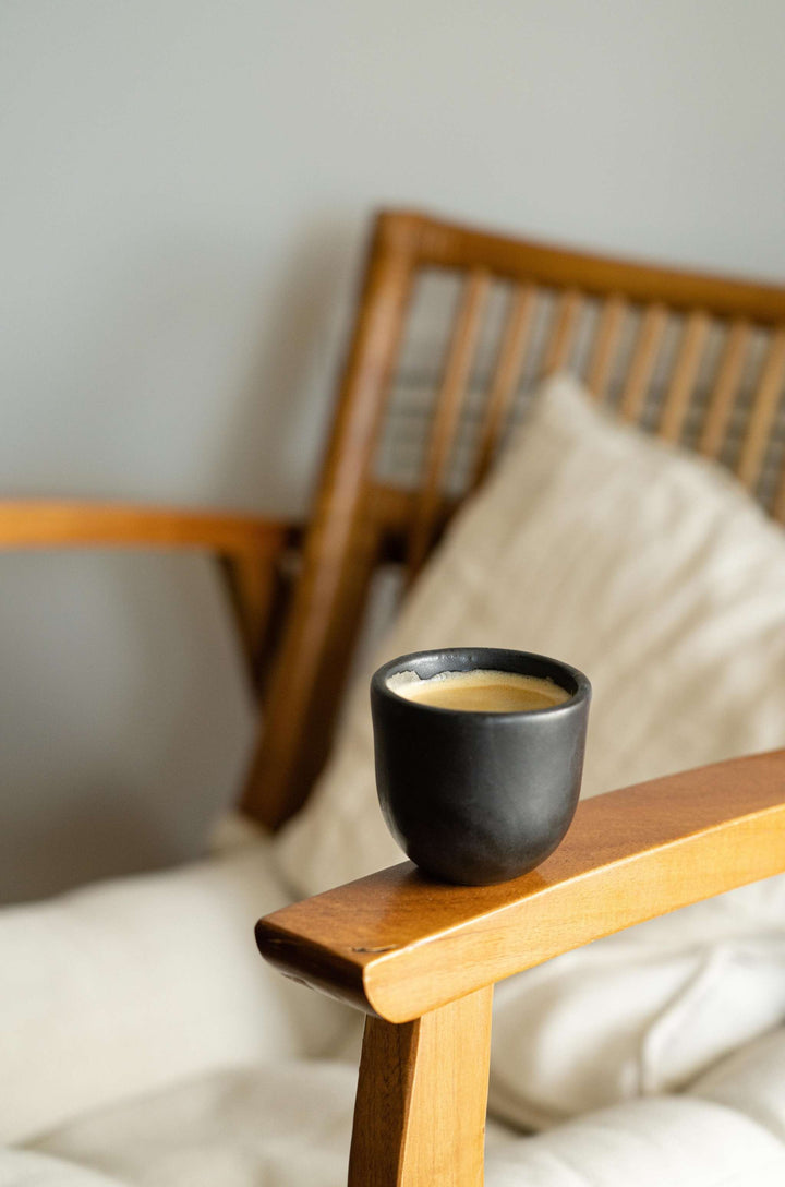 Black Espresso Cup - Handmade Stoneware Espresso Cup