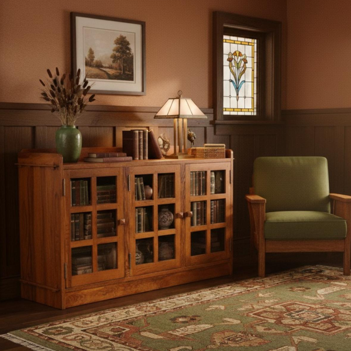 Mission Oak 3 Door Console - Michael&