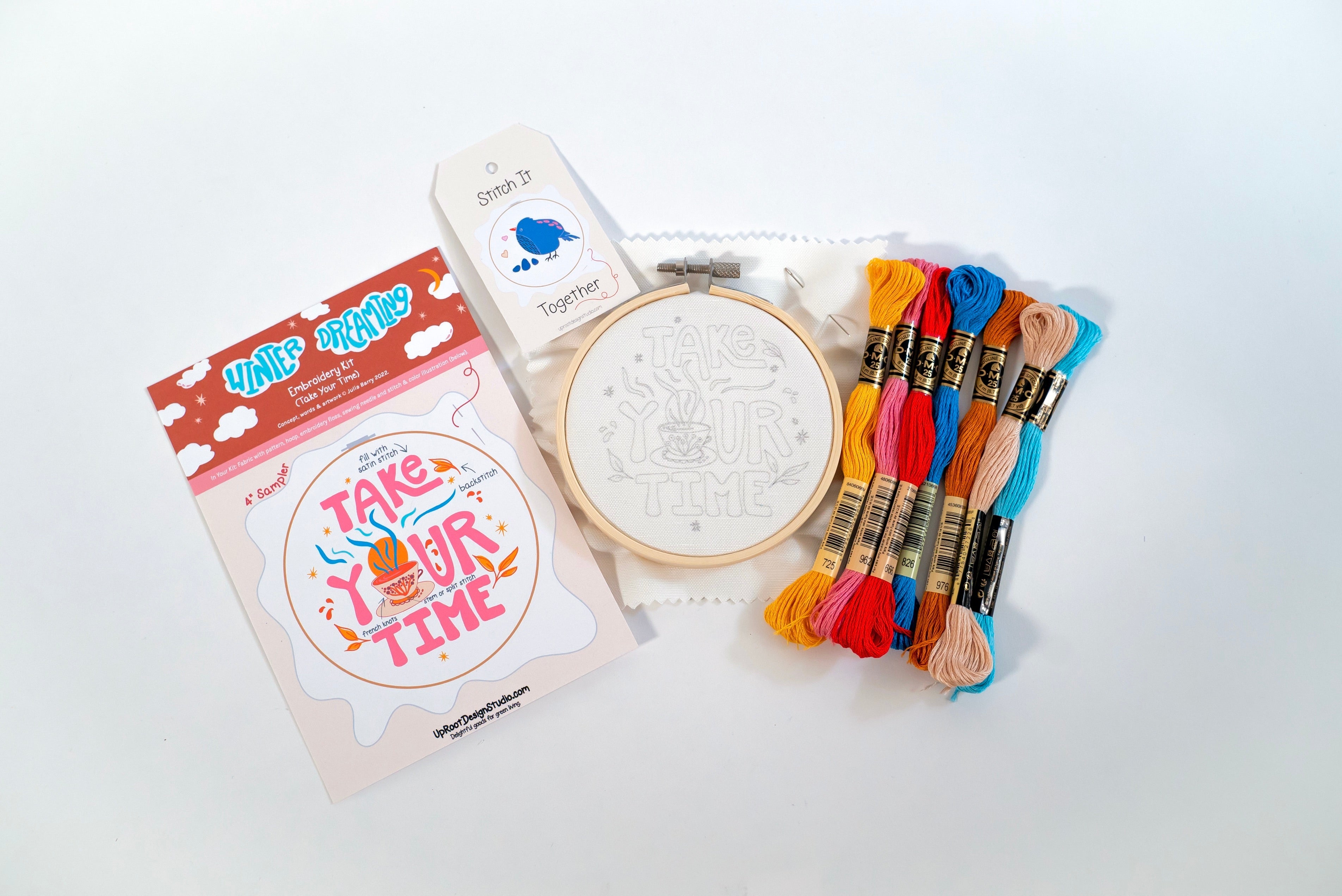 "Homey Hideaway" Gift Box: Floral Tea, Honey, Candle, Cards, Sticker, Meditations, Mini Journal, Embroidery Kit (Winter Dreaming)