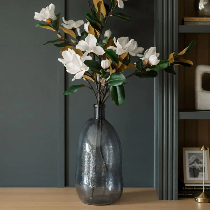 Hammered Glass Vase in Smoke