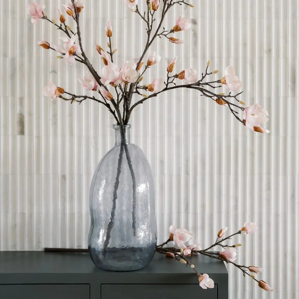 Hammered Glass Vase in Smoke