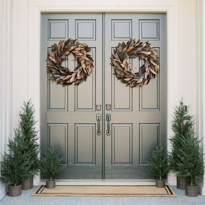 30" Faux Brown Magnolia Leaf Wreath