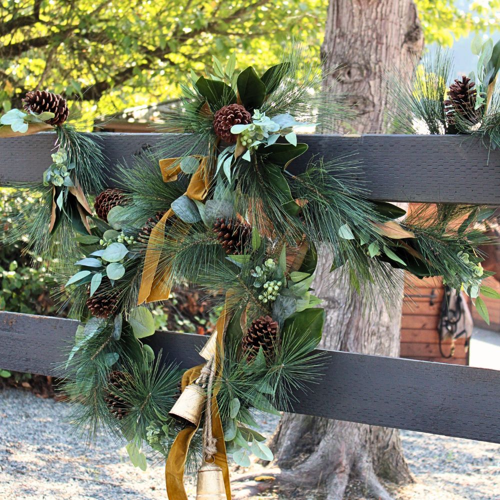 28" Magnolia, Eucalyptus, Pinecone, &amp; Needle Pine Wreath