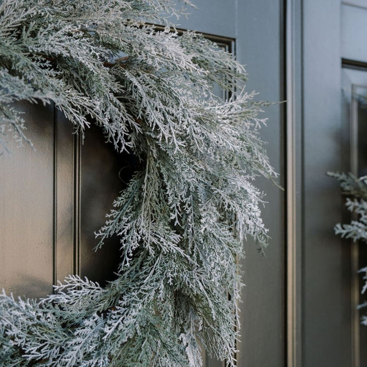 30" Flocked Cedar Wreath