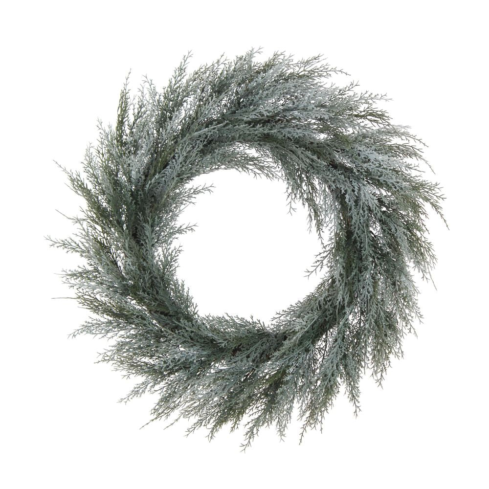 30" Flocked Cedar Wreath